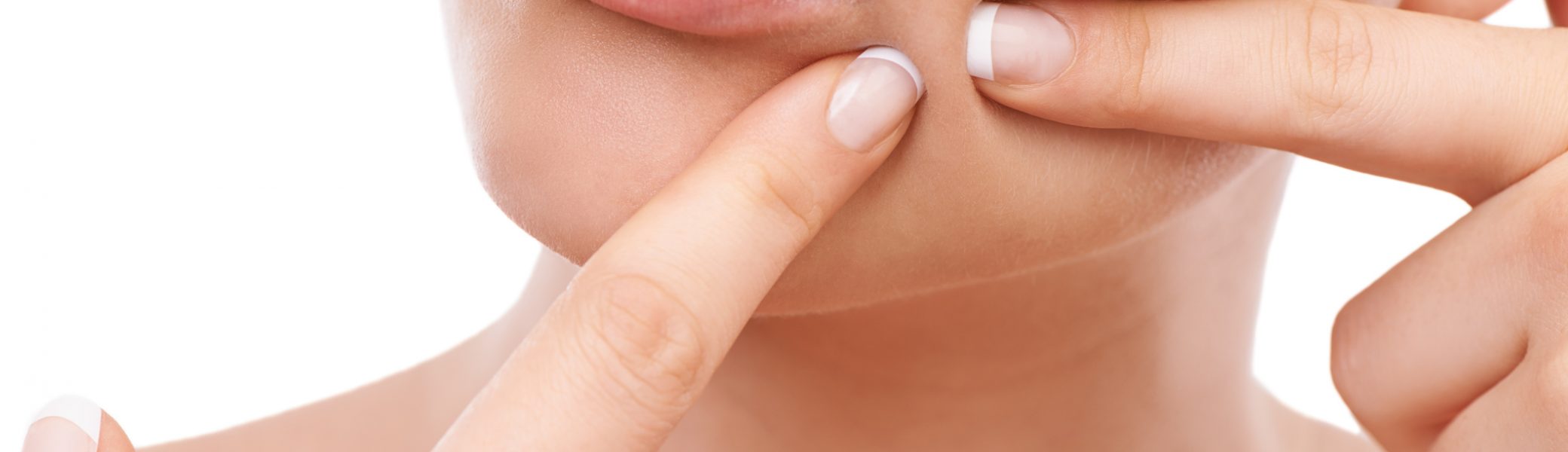 close up of women pinching her skin