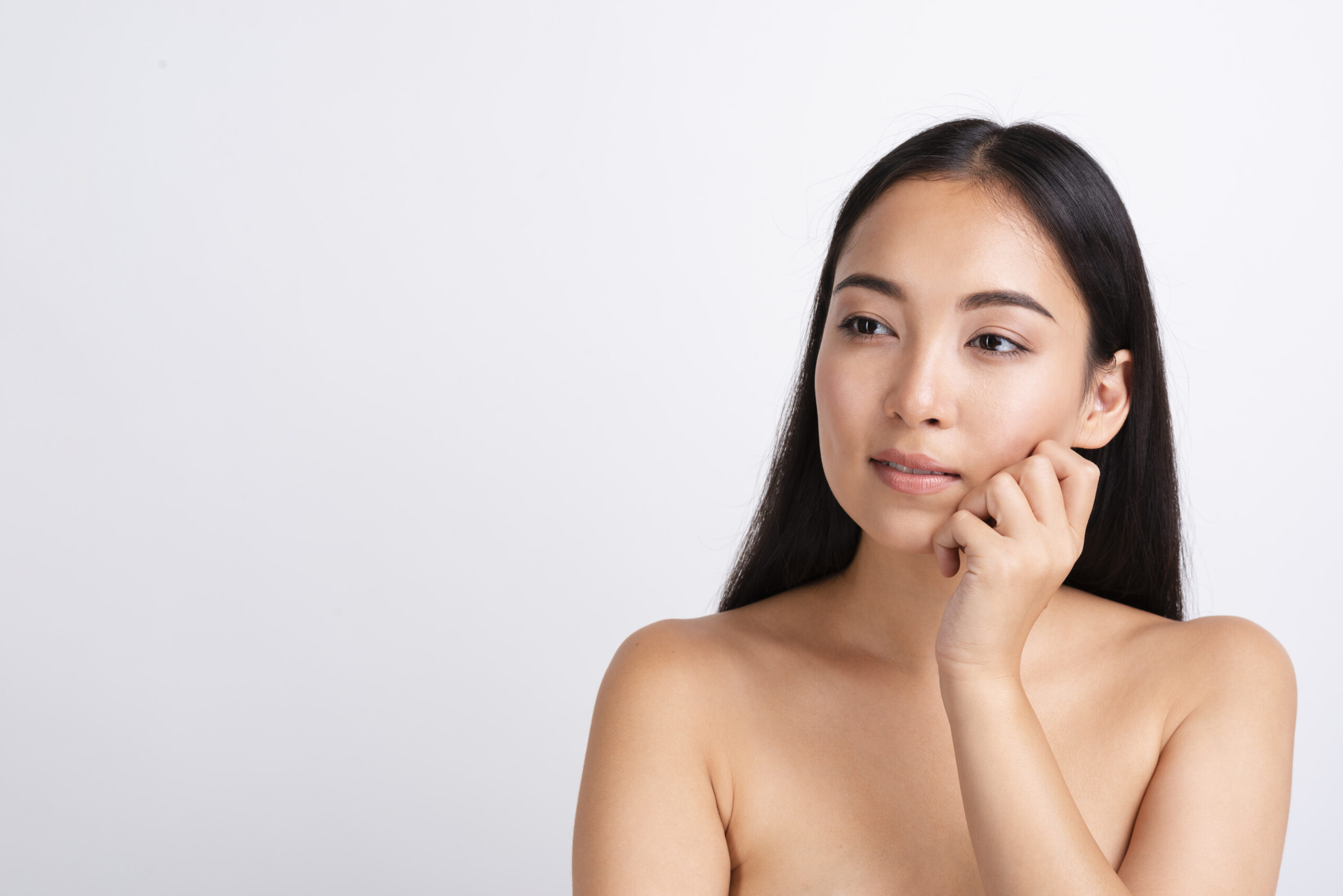 Portrait of young asian woman with clear skin